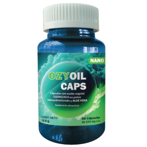 Cápsulas con Aceite Vegetal Ozonizado en Polvo Nanoestructurado y Aloe Vera