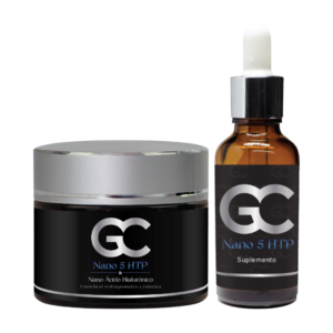 Nano Crema Facial de 5 Htp, Nano Acido Hialurónico y Vitamina C + Nano Suplemento de 5 Htp, Vitamina C